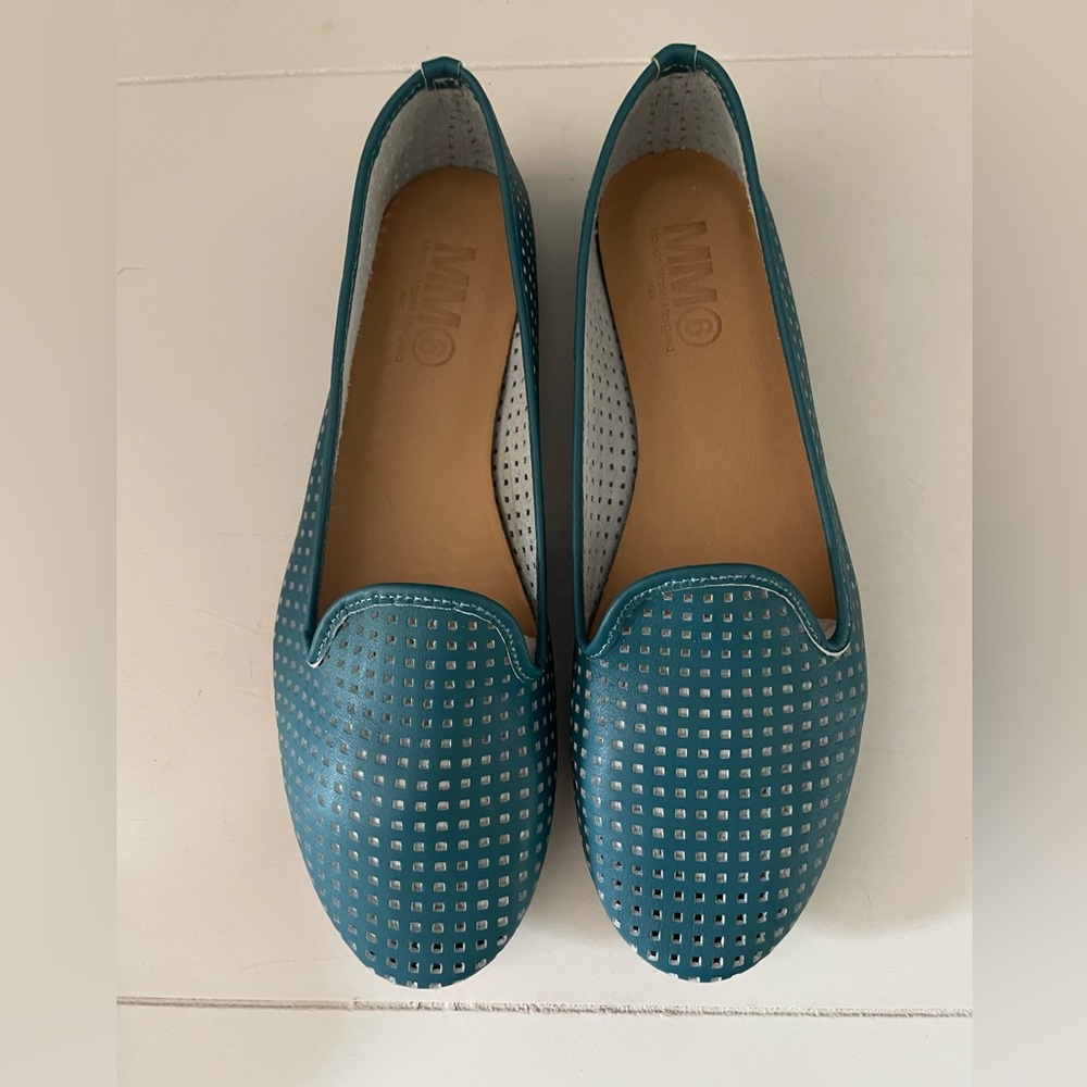 Maison Martin Margiela 6 teal Loafers. NEW with box